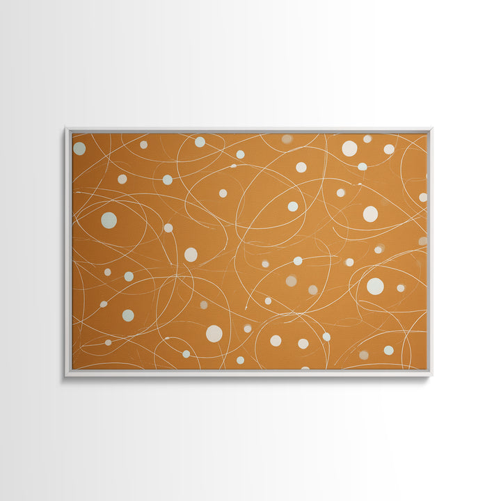 Burnt Orange Orbit Line Wall Art, Midcentury Modern Abstract Print, Minimal Atomic Pattern, Neutral Geometric Office Decor
