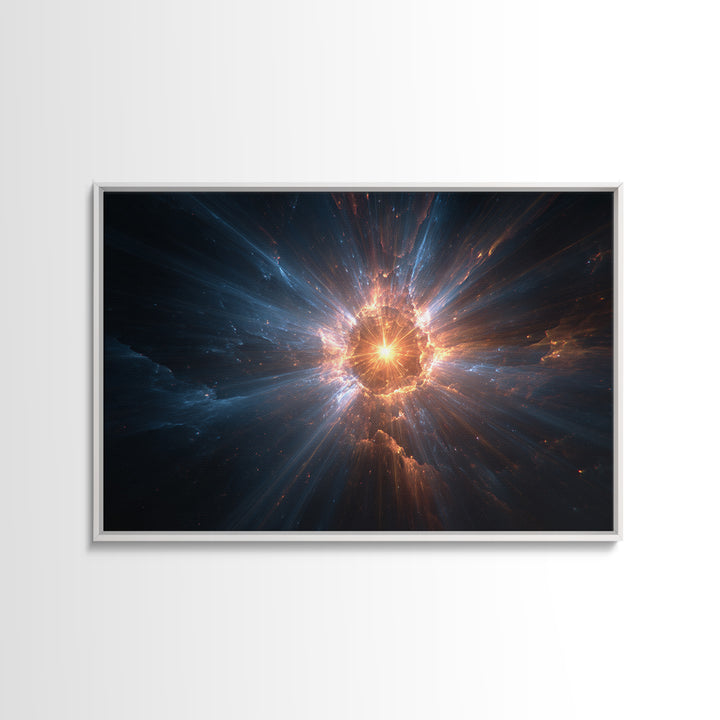 Cosmic Starburst Nebula Framed Canvas Print, Modern Wall Art, Space Abstract Art, Sci Fi Galaxy Decor For Living Room Decor