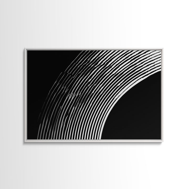 Black And White Concentric Arc Lines Wall Art, Minimalist Abstract Print, Modern Geometric Decor, Office Wall Decor, MCM Home Decor