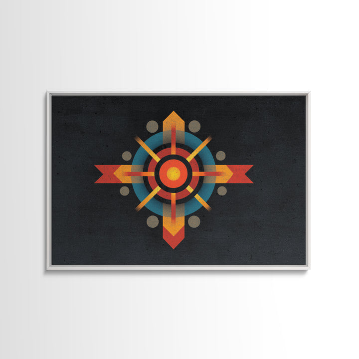 Dark Atomic Target Cross Wall Art, Midcentury Modern Abstract Print, Retro Geometric Poster, Masculine Office Decor, MCM Decor