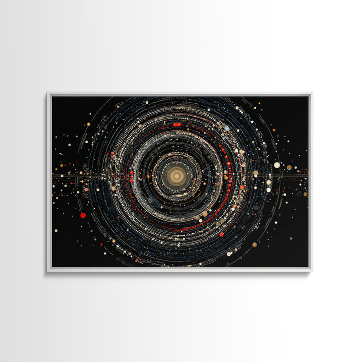 Black Cosmic Rings Wall Art, Abstract Solar System Framed Canvas Print, Modern Art Print, Space Abstract Art, Galaxy Decor