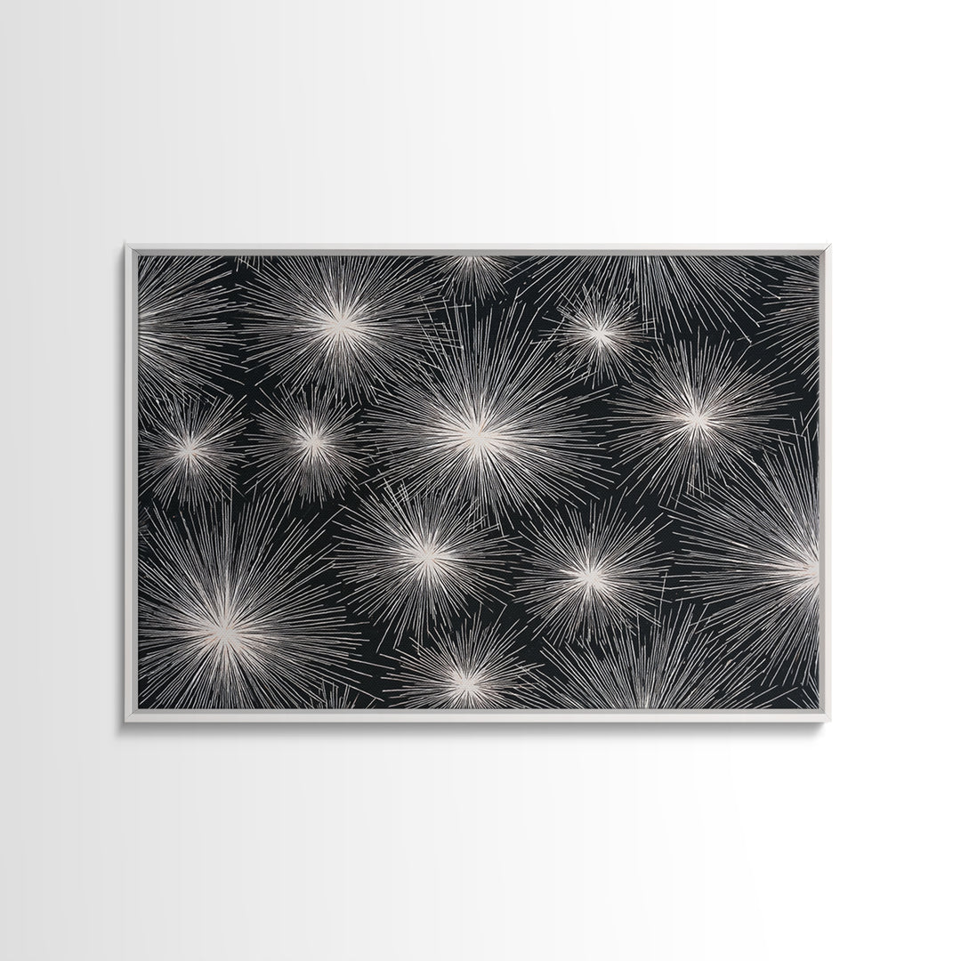 Black White Firework Starbursts Wall Art, Minimalist Canvas Print, Geometric Wall Art, Modern Abstract Art, Bold Decor Poster