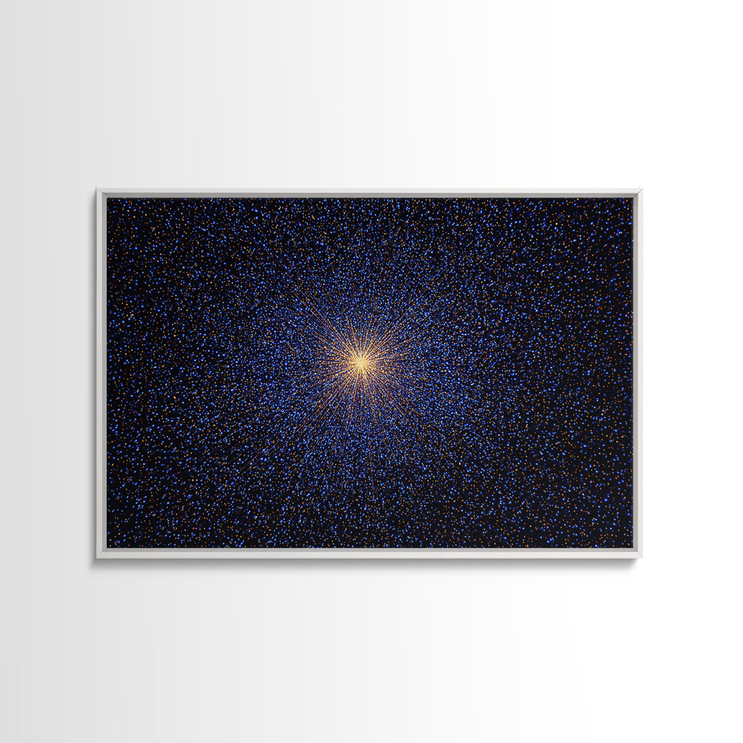 Radiant Blue Orange Starburst Wall Art, Midcentury Modern Abstract Art Print, Cosmic Retro Decor, Modern Home Decor, Bedroom Decor