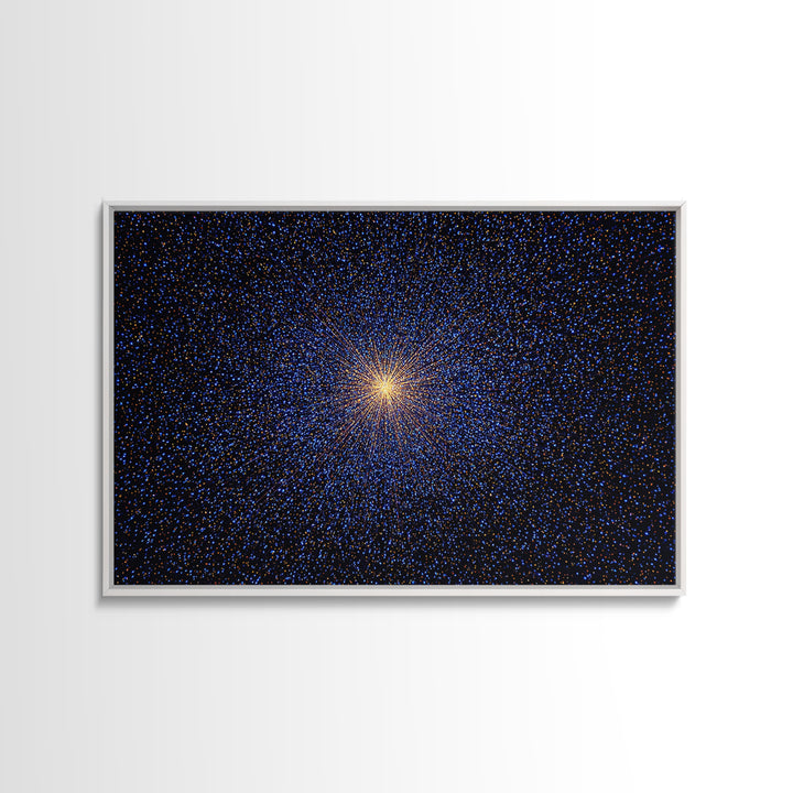 Radiant Blue Orange Starburst Wall Art, Midcentury Modern Abstract Art Print, Cosmic Retro Decor, Modern Home Decor, Bedroom Decor