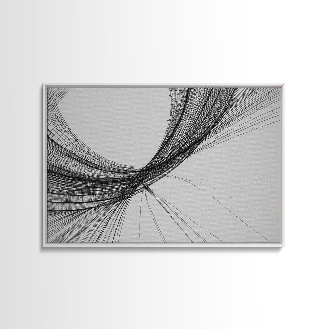 Black Fine Line Curve Wall Art, Minimalist Abstract Art Print, Monochrome Modern Wall Decor, Office Decor, Large Prints, Home Decor