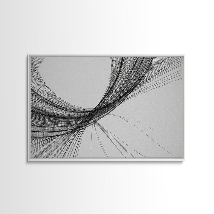 Black Fine Line Curve Wall Art, Minimalist Abstract Art Print, Monochrome Modern Wall Decor, Office Decor, Large Prints, Home Decor