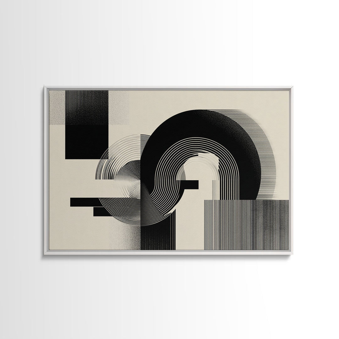 Black Cream Optical Arch Wall Art, Midcentury Modern Abstract Art Print, Bauhaus Geometric Wall Decor, Office Decor, Modern Home Decor