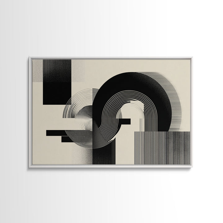 Black Cream Optical Arch Wall Art, Midcentury Modern Abstract Art Print, Bauhaus Geometric Wall Decor, Office Decor, Modern Home Decor