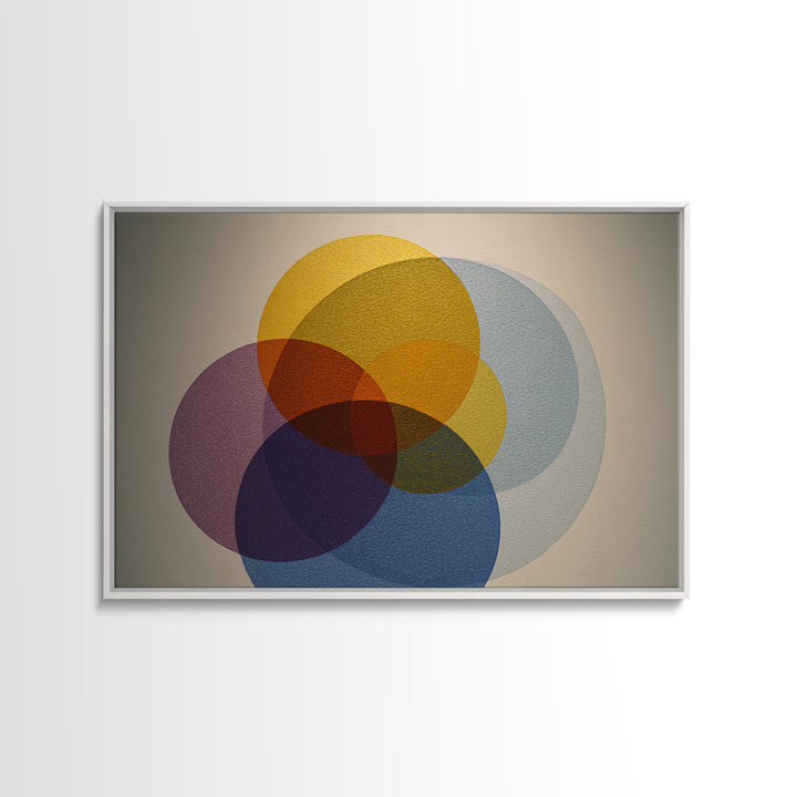 Layered Mustard Burgundy And Navy Circles Wall Art, Midcentury Modern Geometric Abstract MCM Living Room Decor Print And Poster