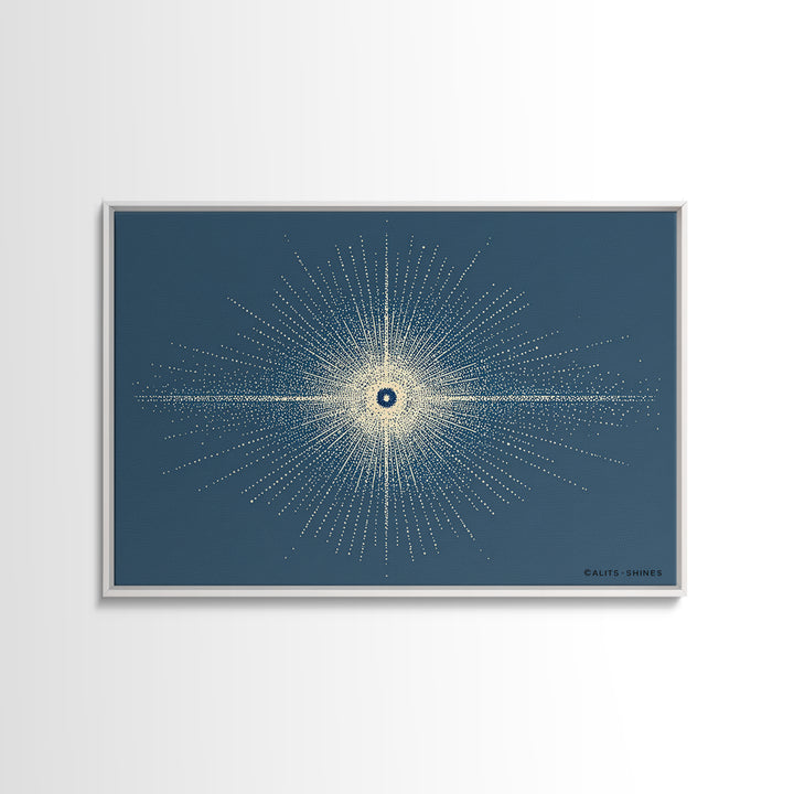 Blue Cream Dotted Atomic Starburst Wall Art, Midcentury Modern Art Print, Geometric Abstract Decor, Retro MCM Poster, Home Decor