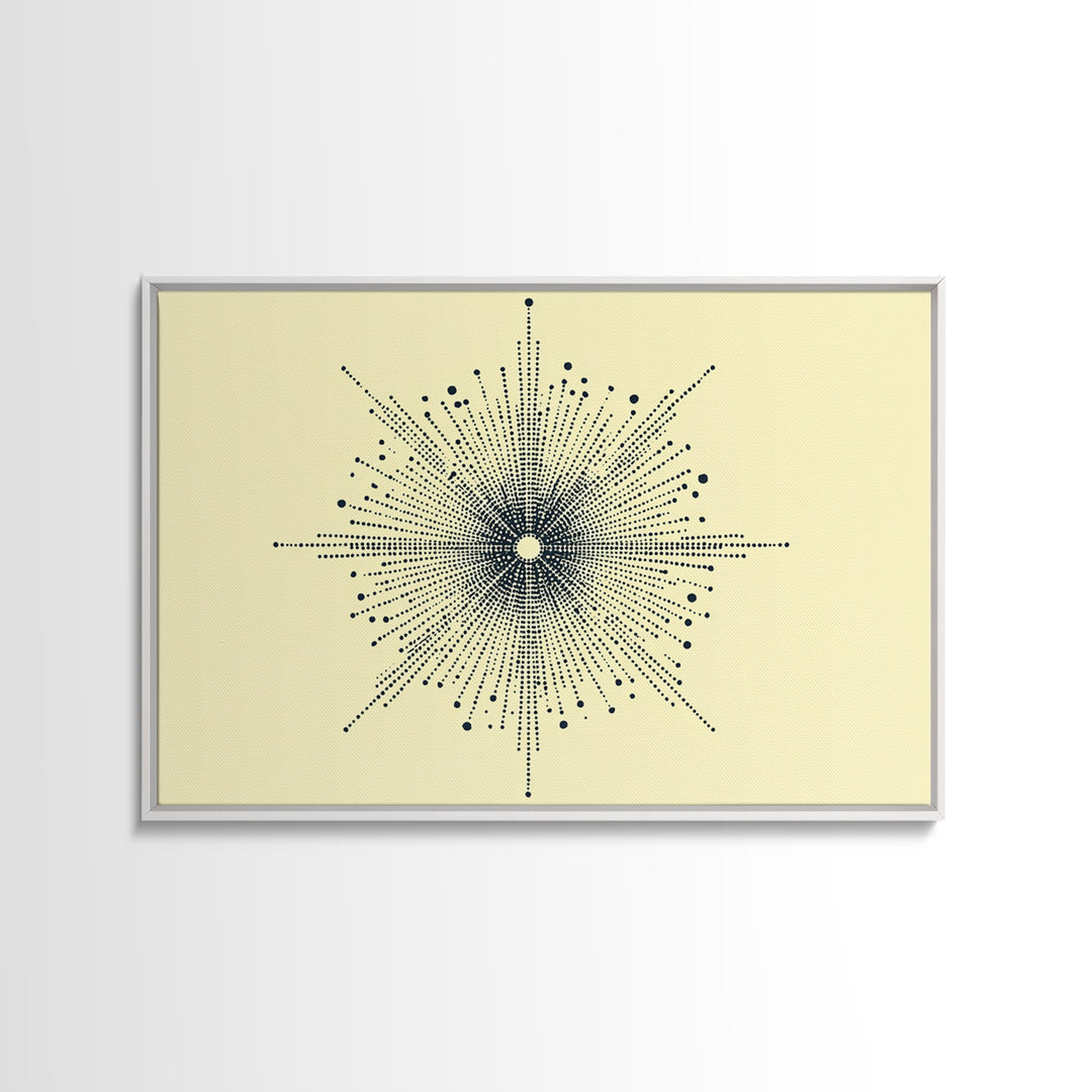 Navy Cream Dotted Starburst Wall Art, Midcentury Modern Art Print, Atomic Geometric Abstract Decor, Retro MCM Poster, Home Decor