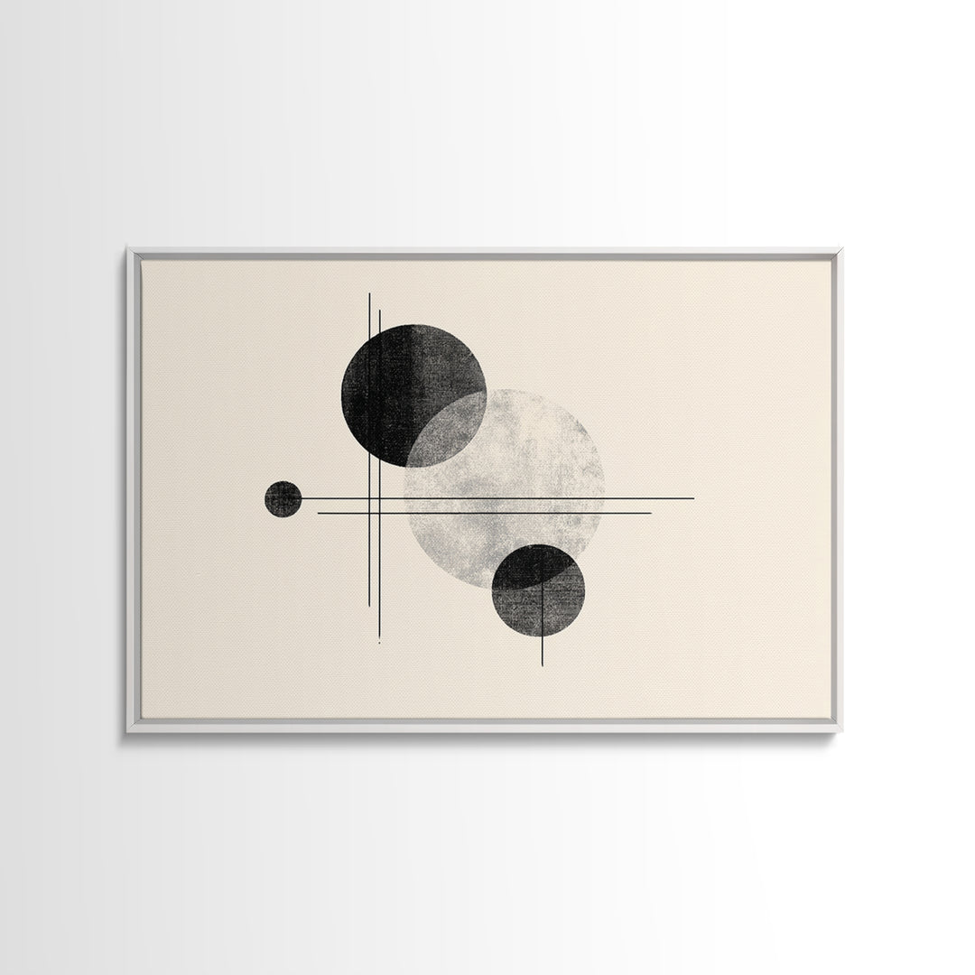 Black White Textured Circle Lines Wall Art, Midcentury Modern Art Print, Minimalist Geometric Abstract Decor, Neutral Poster