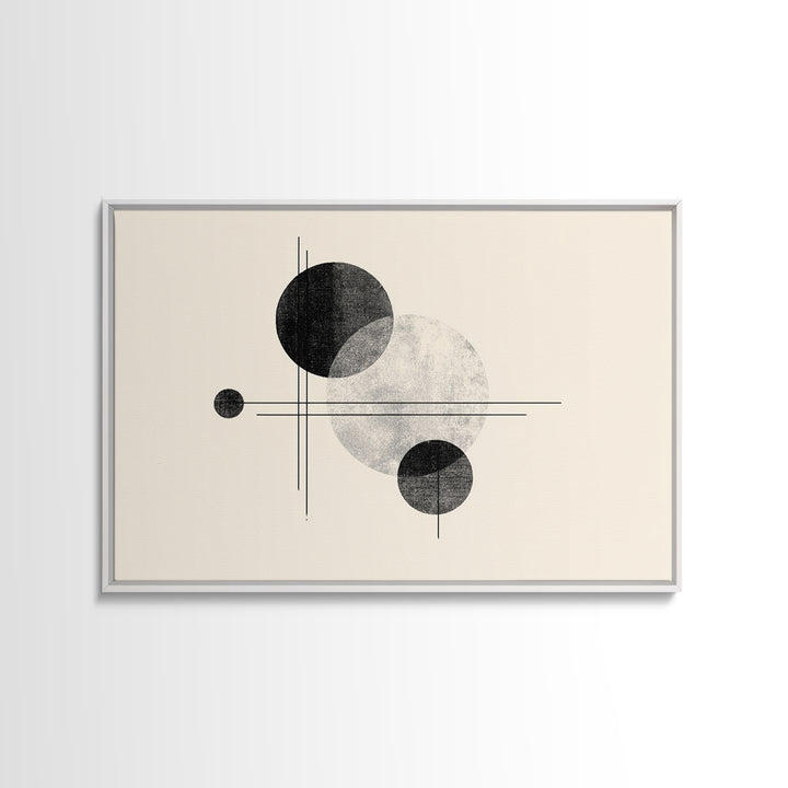 Black White Textured Circle Lines Wall Art, Midcentury Modern Art Print, Minimalist Geometric Abstract Decor, Neutral Poster