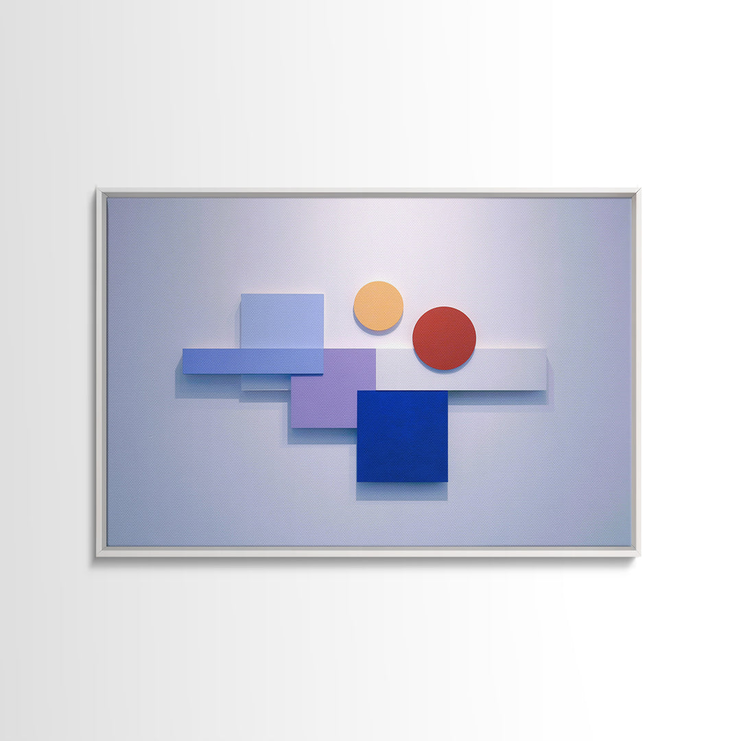 Pastel Blue Red Yellow Blocks Wall Art, Midcentury Modern Art Print, Bauhaus Geometric Abstract Decor, Colorful MCM Poster
