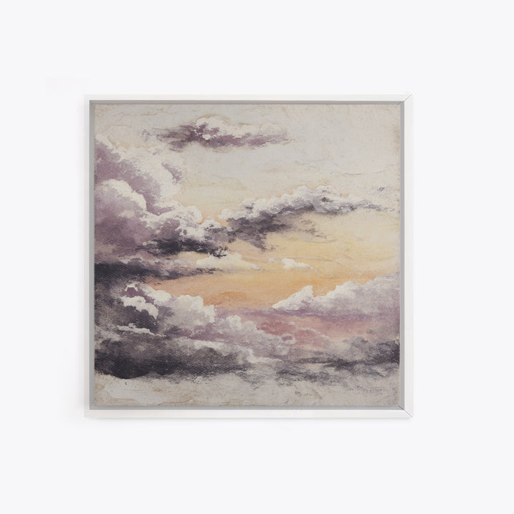 Gentle Cloudscape in Lavender and Cream Canvas Print, Meditation Art, Gallery Wall Art, Living Room Decor, Watercolor Art, MED-1x1-19