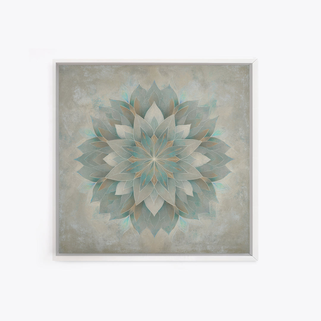 Sacred Geometry Lotus Framed Canvas Print, Meditation Art, Contemporary Art, Living Room Decor, Stillness, Modern Decor, MED-1x1-39