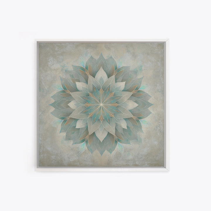 Sacred Geometry Lotus Framed Canvas Print, Meditation Art, Contemporary Art, Living Room Decor, Stillness, Modern Decor, MED-1x1-39
