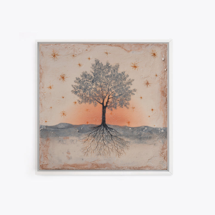 Tree of Life Framed Canvas Print, Meditation Art, Boho Wall Art, Living Room Decor, Fine Art, Stillness, Spiritual Wall Art, MED-1x1-44