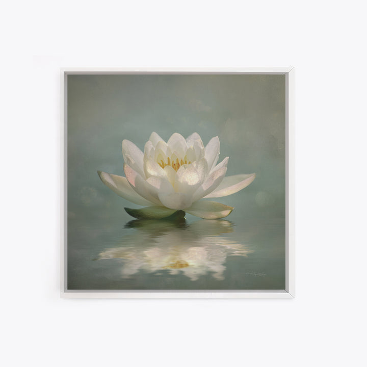Lotus Flower Glowing Canvas Print, Meditation Art, Art Print, Living Room Decor, Watercolor Art, Stillness, Digital Print, MED-1x1-49