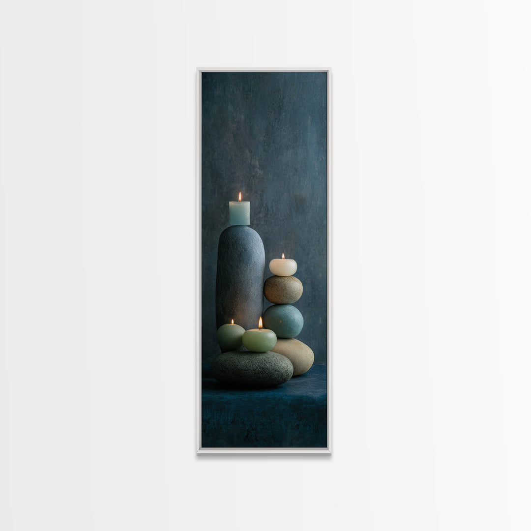 Minimal Candle Flame on Dark Background Canvas Print, Meditation Art, Printable Artwork, Living Room Decor, Fine Art, Stillness, MED-1x3-2