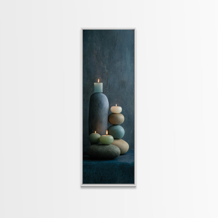 Minimal Candle Flame on Dark Background Canvas Print, Meditation Art, Printable Artwork, Living Room Decor, Fine Art, Stillness, MED-1x3-2