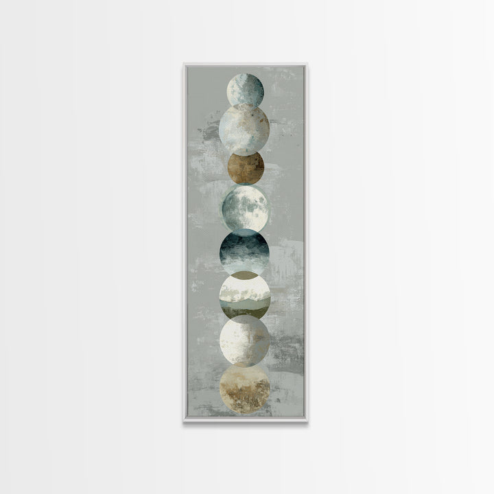 Moon Phases over a Quiet Desert Canvas Print, Meditation Art, Luxury Decor, Living Room Decor, Fine Art, Stillness, Canvas Art, MED-1x3-21