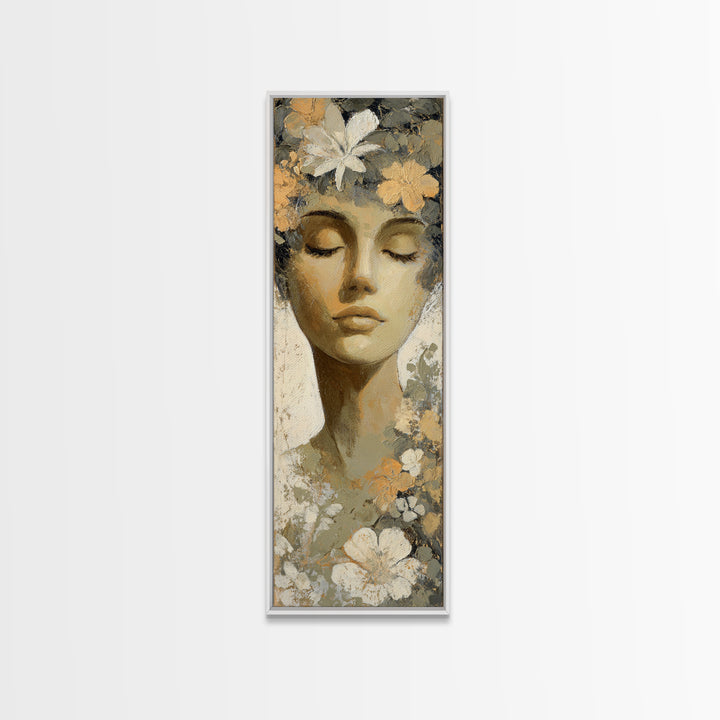 Calm Face Portrait Canvas Print, Meditation Art, Modern Wall Art, Living Room Decor, Fine Art, Stillness, Buddha Wall Art, MED-1x3-60
