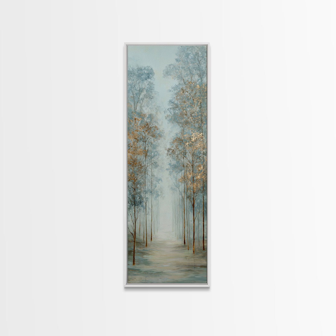 Misty Forest Path Canvas Print, Meditation Art, Boho Decor, Living Room Decor, Fine Art, Stillness, Original Art, Abstract Art, MED-1x3-97