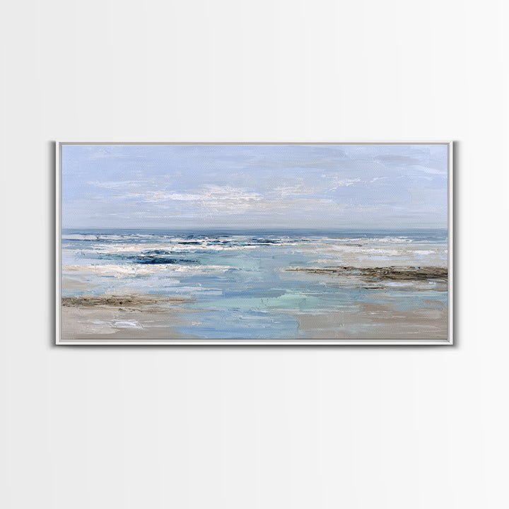 Ocean Horizon with Meditative Stillness Framed Canvas Print, Meditation Art, Luxury Decor, Living Room Decor, Stillness, MED-2x1-14