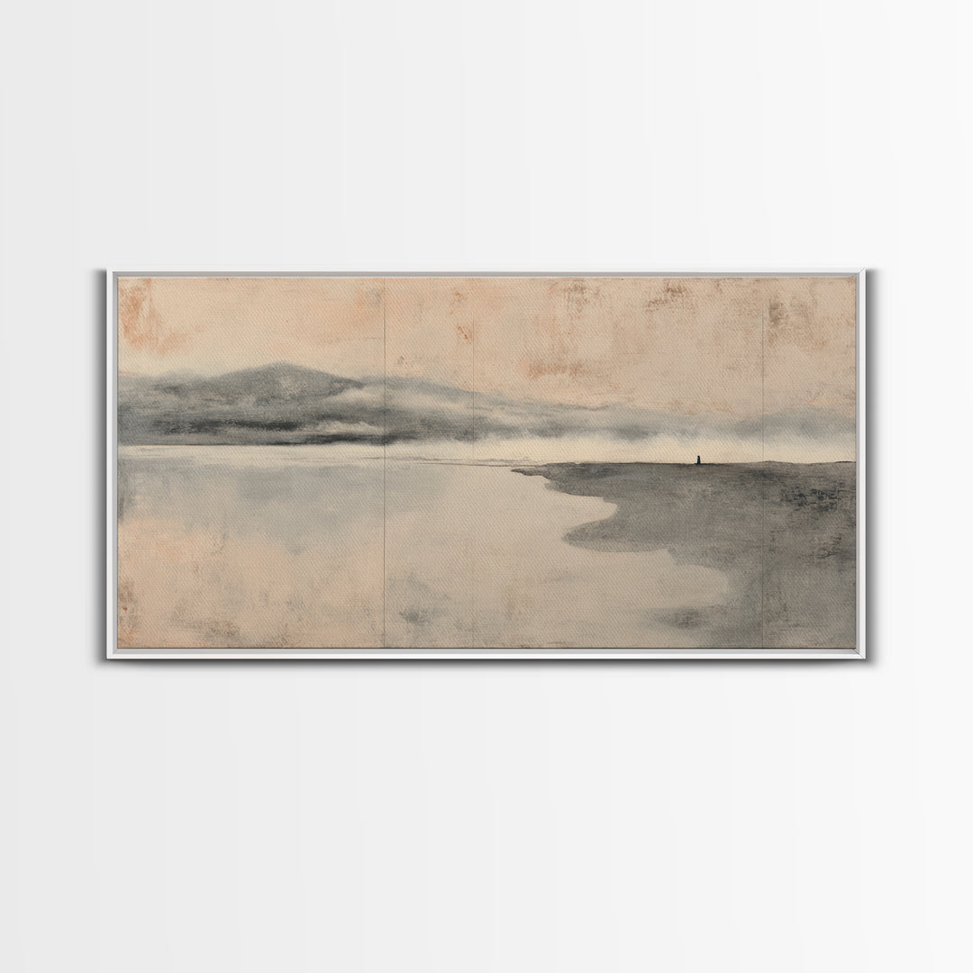 Ocean Horizon with Meditative Stillness Framed Canvas Print, Meditation Art, Luxury Decor, Living Room Decor, Stillness, MED-2x1-38