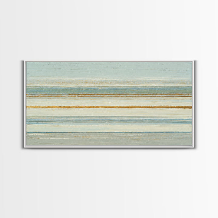 Sand Garden Lines as Minimalist Pattern Framed Canvas Print, Meditation Art, Living Room Decor, Oil Painting, Stillness, MED-2x1-43