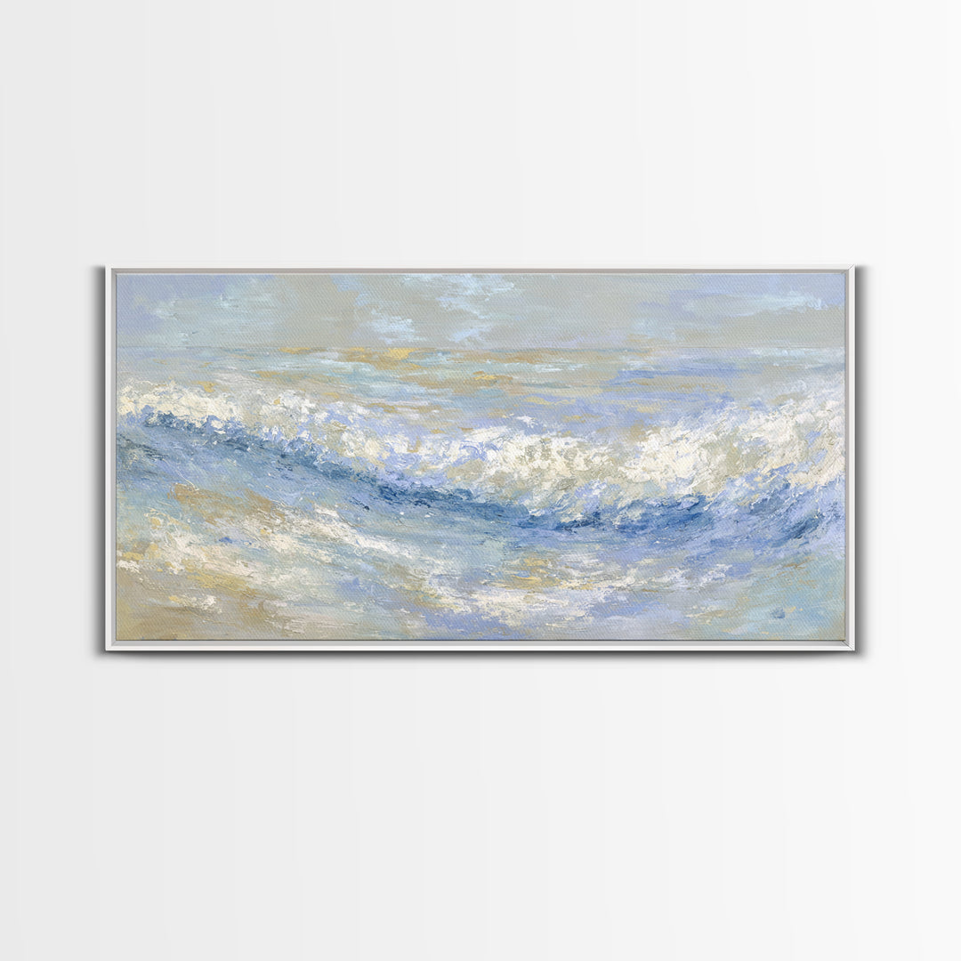 Abstract Breath Waves Framed Canvas Print, Meditation Art, Digital Wall Art, Living Room Decor, Stillness, Gallery Wall Art, MED-2x1-50