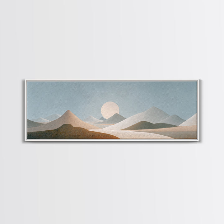 Moon Phases over a Quiet Desert Canvas Print, Meditation Art, Luxury Decor, Living Room Decor, Fine Art, Stillness, Canvas Art, MED-3x1-97