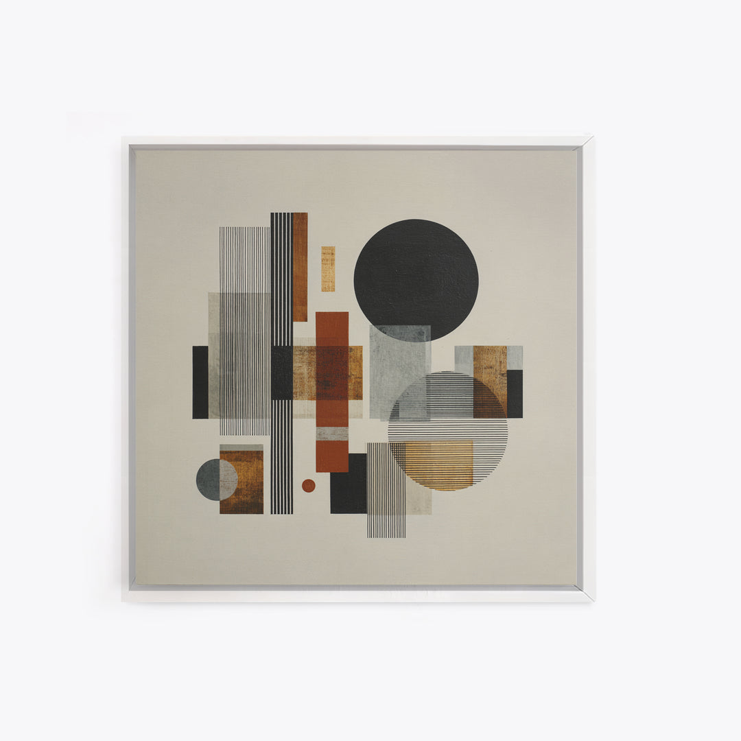 Single Black Circle on Warm Ivory Ground Framed Canvas Print, Minimalist Art, Modern Decor, Living Room Decor, Minimal, MIN-1x1-1