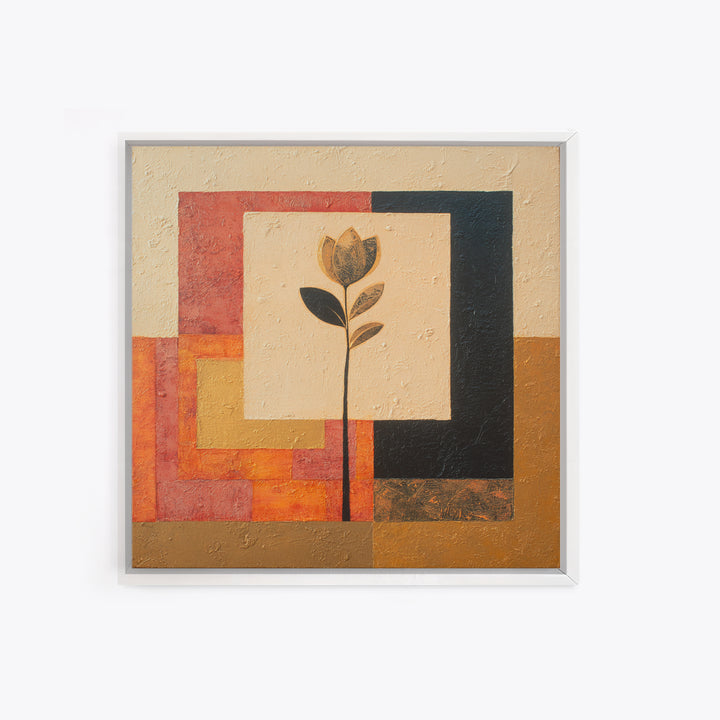 Single Flower Stem Framed Canvas Print, Minimalist Art, Art, Living Room Decor, Oil Painting, Minimal, Canvas Tote Bag, MIN-1x1-12
