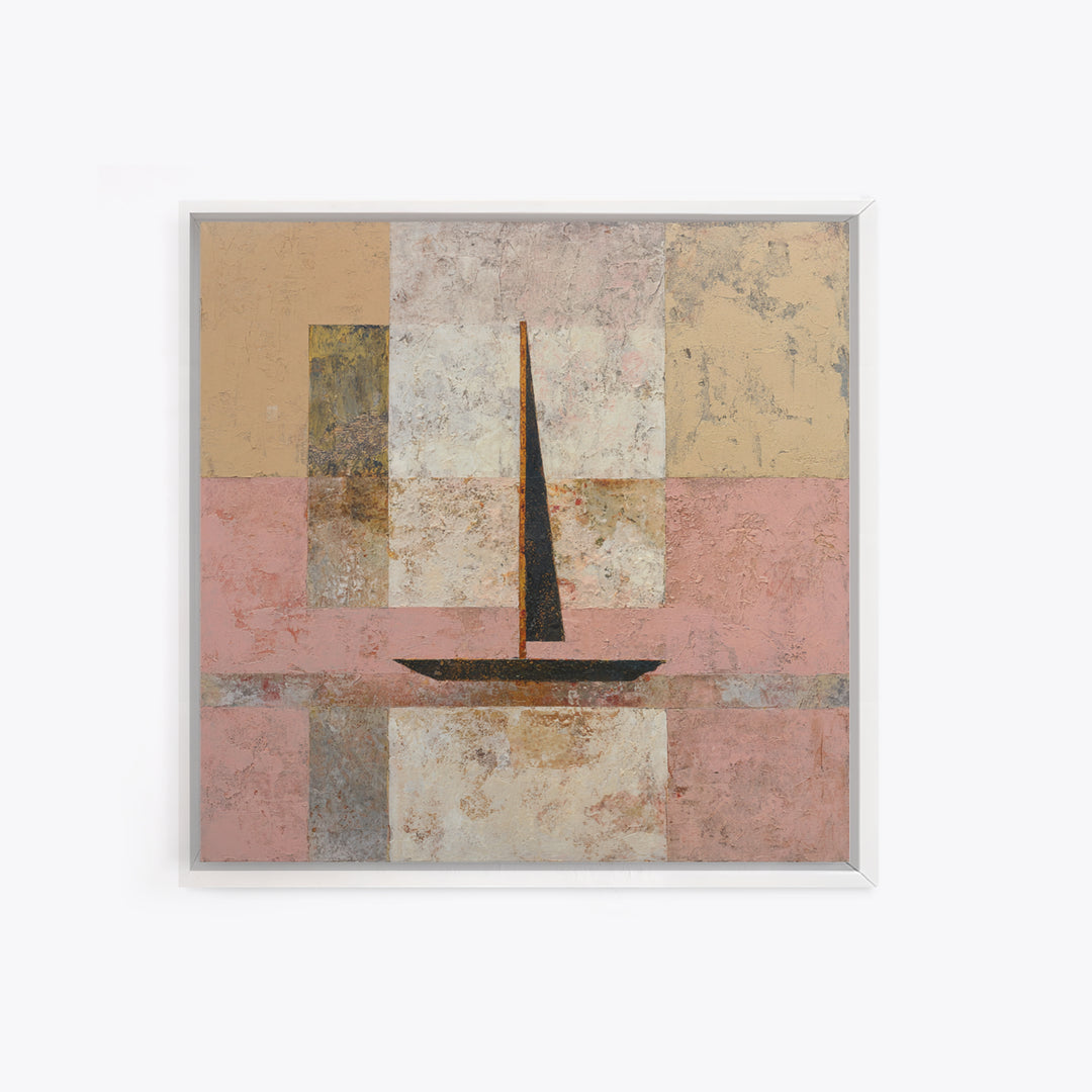 Tiny Sailboat under Open Sky Canvas Print, Minimalist Art, Japanese Wall Art, Living Room Decor, Minimal, Luxury Decor, MIN-1x1-14