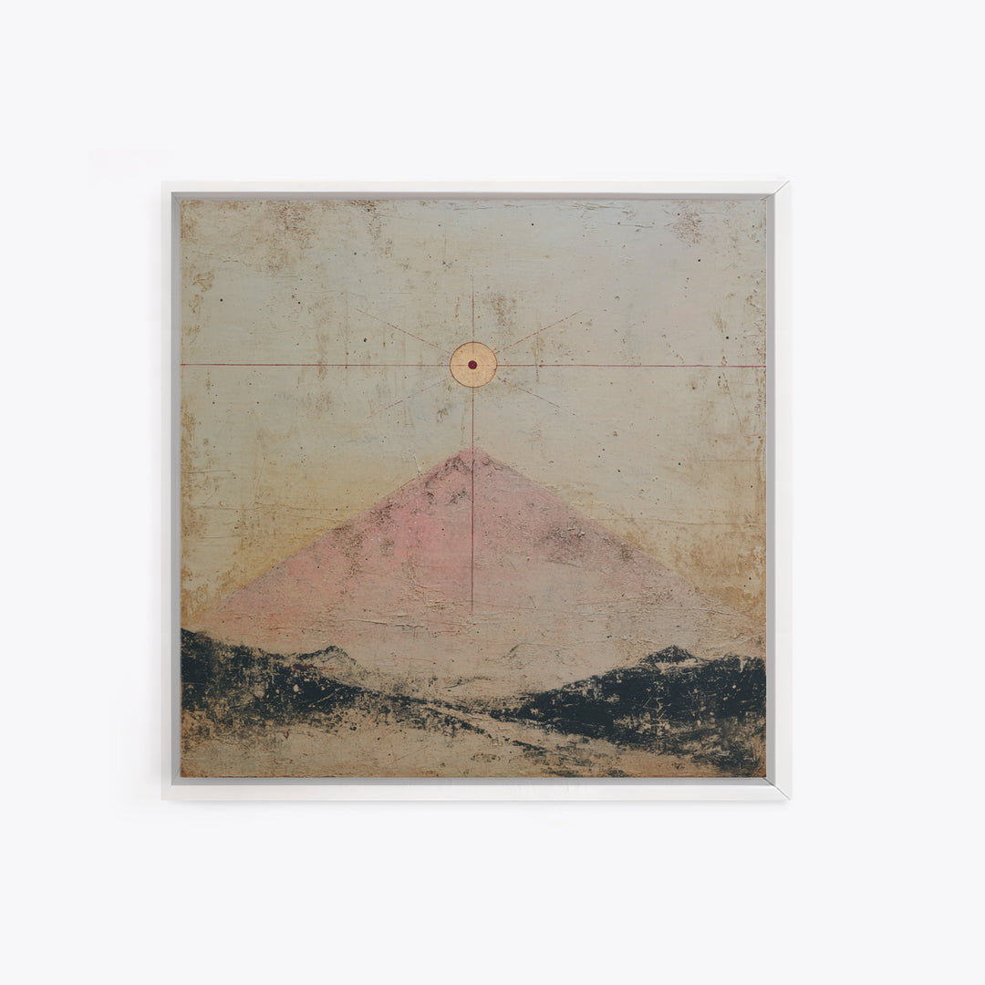 Thin Line Mountain Framed Canvas Print, Minimalist Art, Boho Wall Art, Living Room Decor, Oil Painting, Minimal, MIN-1x1-2