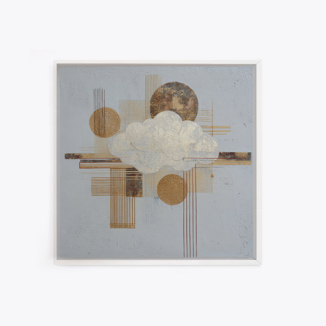 Small Cloud Study Framed Canvas Print, Minimalist Art, Neutral Decor, Living Room Decor, Fine Art, Minimal, Home Decor, MIN-1x1-21