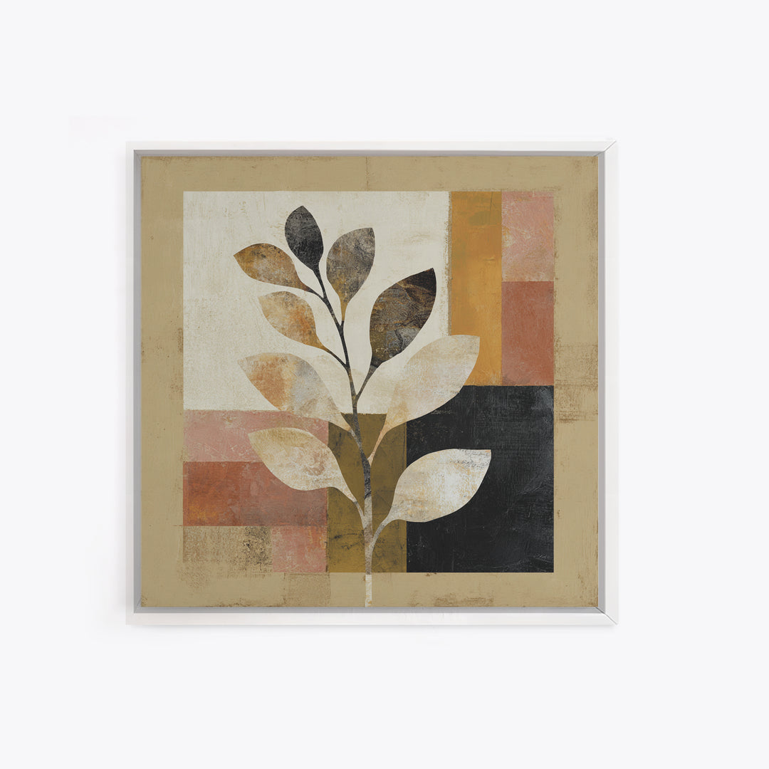 Minimal Branch Silhouette Framed Canvas Print, Minimalist Art, Black Art, Living Room Decor, Oil Painting, Minimal, MIN-1x1-27