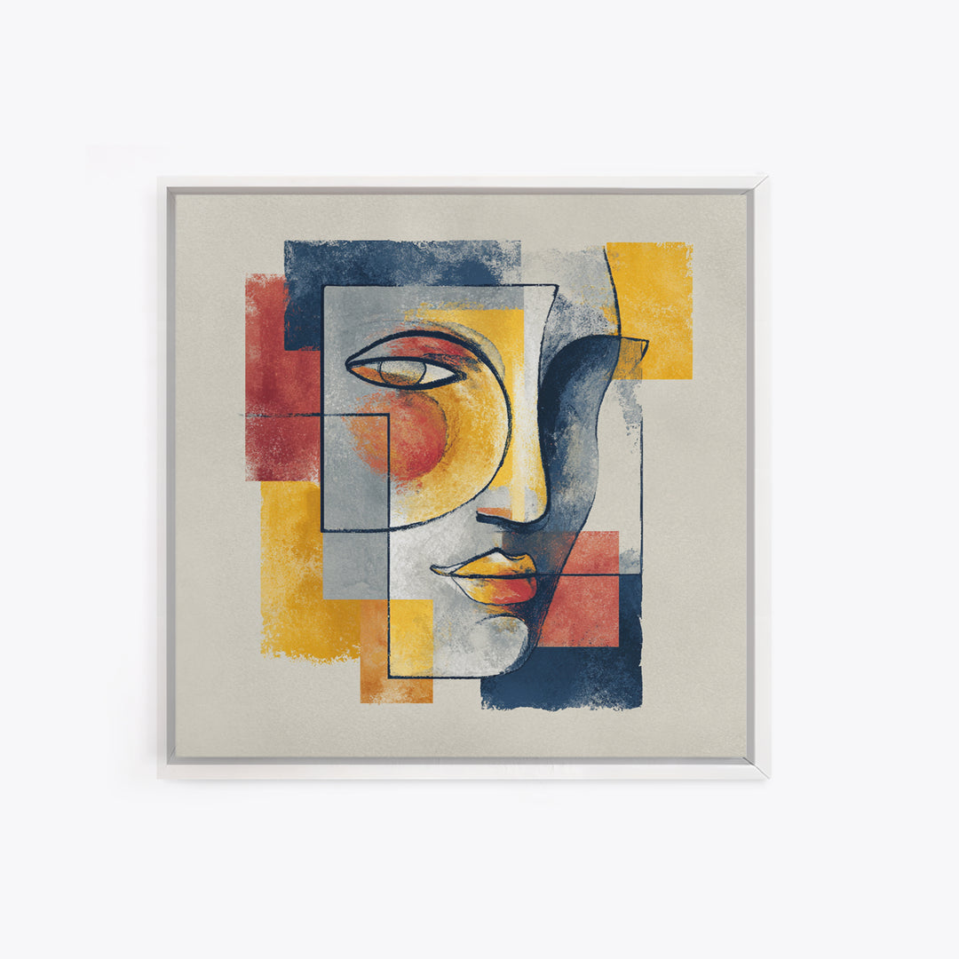 Single Continuous Line Female Face Framed Canvas Print, Minimalist Art, Textured Painting, Living Room Decor, Fine Art, Minimal, MIN-1x1-29