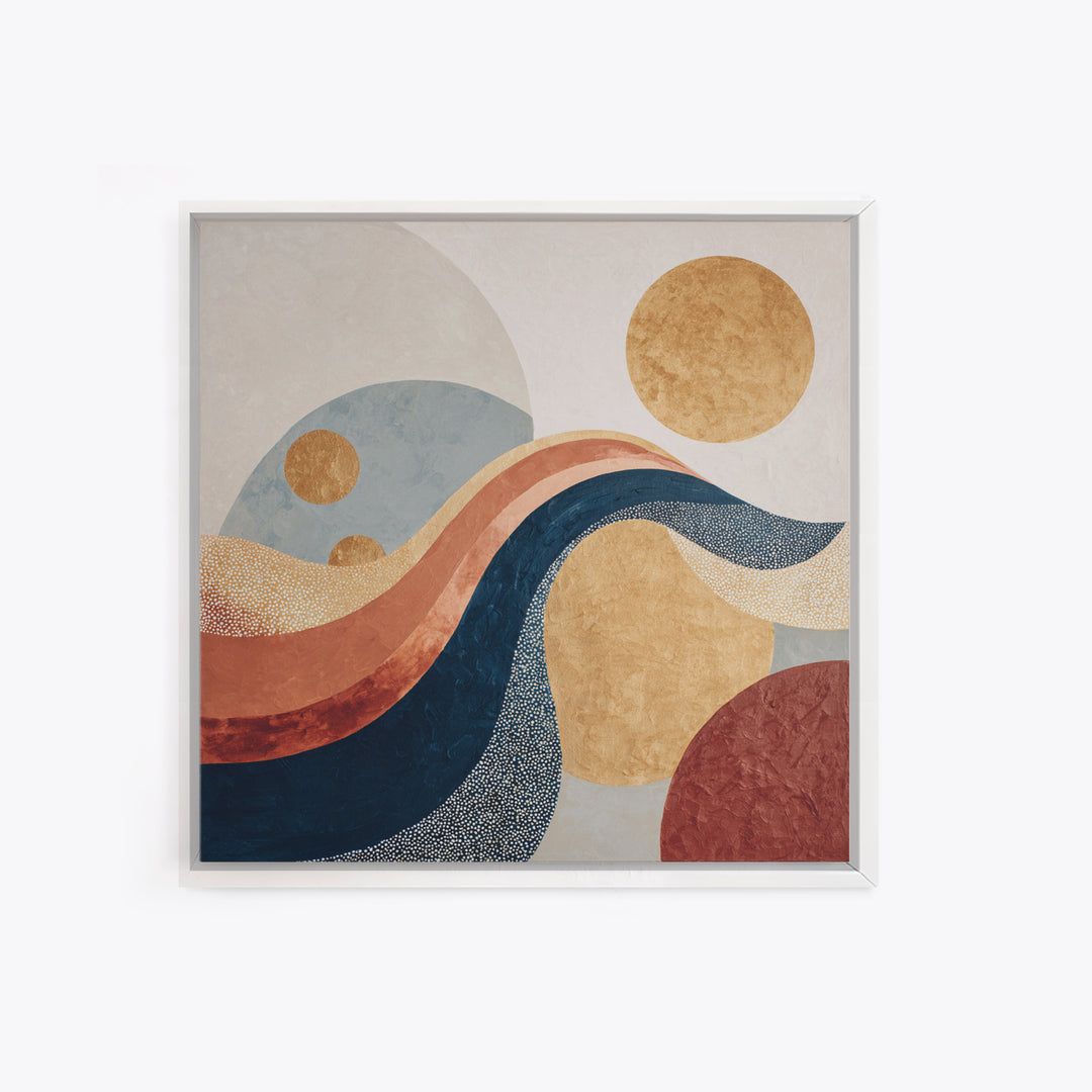 Minimal Abstract Wave Line Framed Canvas Print, Minimalist Art, Boho Decor, Living Room Decor, Minimal, Digital Prints, MIN-1x1-37
