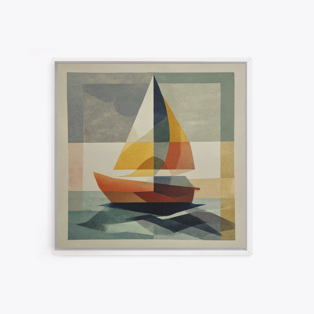 Tiny Sailboat under Open Sky Framed Canvas Print, Minimalist Art, Gallery Decor, Living Room Decor, Fine Art, Minimal, MIN-1x1-38