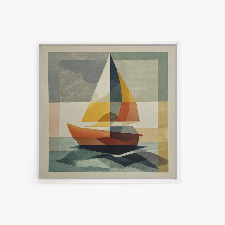 Tiny Sailboat under Open Sky Framed Canvas Print, Minimalist Art, Gallery Decor, Living Room Decor, Fine Art, Minimal, MIN-1x1-38