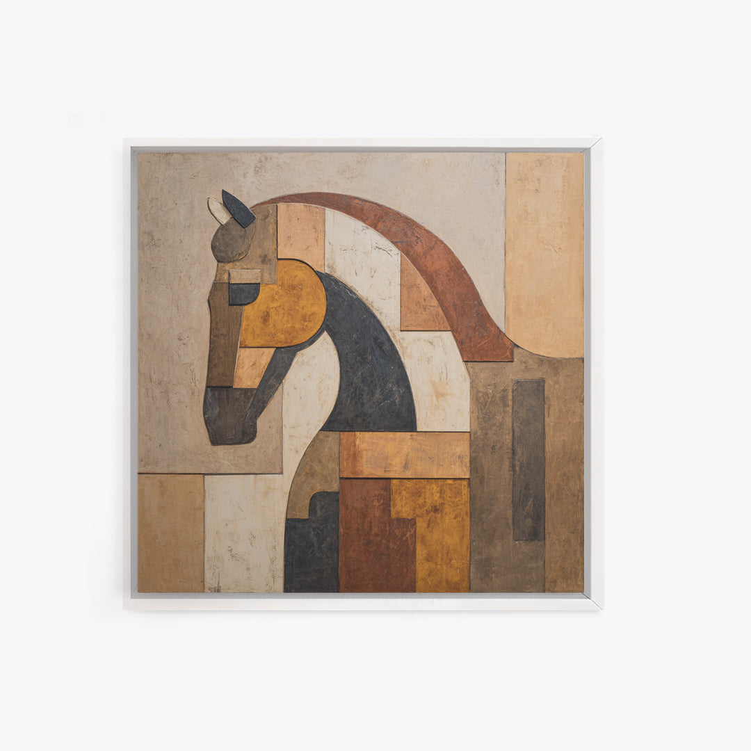 Minimal Horse Contour Framed Canvas Print, Minimalist Art, Modern Wall Art, Living Room Decor, Abstract Art, Minimal, MIN-1x1-42