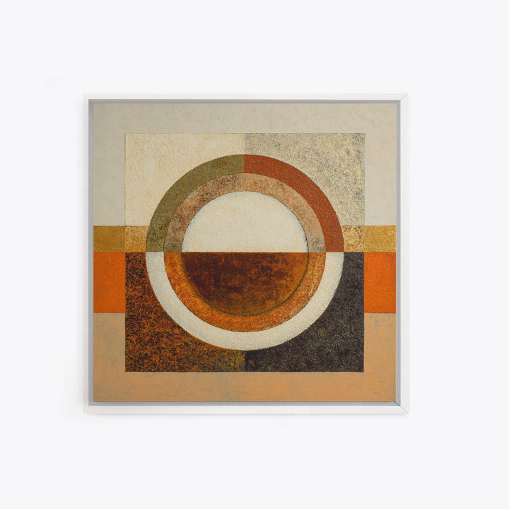 Single Brushstroke Circle Framed Canvas Print, Minimalist Art, Abstract Painting, Living Room Decor, Fine Art, Minimal, MIN-1x1-46