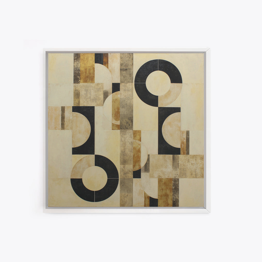Single Black Circle on Warm Ivory Ground Canvas Print, Minimalist Art, Room Decor, Living Room Decor, Fine Art, Minimal, MIN-1x1-49