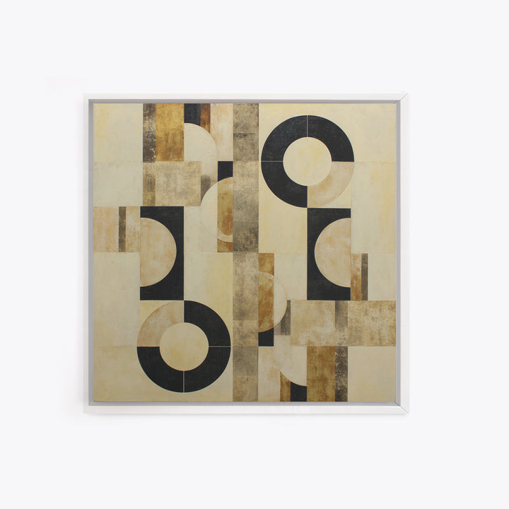 Single Black Circle on Warm Ivory Ground Canvas Print, Minimalist Art, Room Decor, Living Room Decor, Fine Art, Minimal, MIN-1x1-49