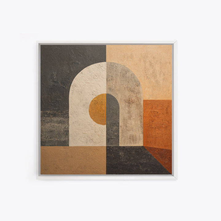 Monochrome Arch and Shadow Composition Framed Canvas Print, Minimalist Art, Digital Wall Art, Living Room Decor, Minimal, MIN-1x1-56