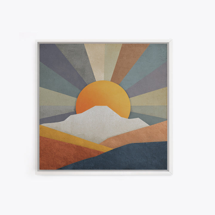 Simple Geometric Sun Framed Canvas Print, Minimalist Art, Neutral Decor, Living Room Decor, Fine Art, Minimal, Home Decor, MIN-1x1-63