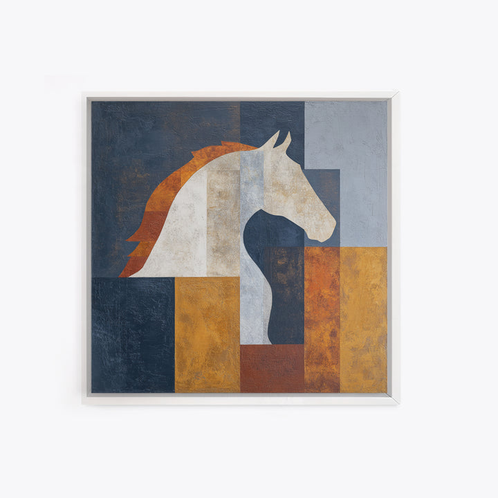 Minimal Horse Contour Framed Canvas Print, Minimalist Art, Modern Wall Art, Living Room Decor, Abstract Art, Minimal, MIN-1x1-66
